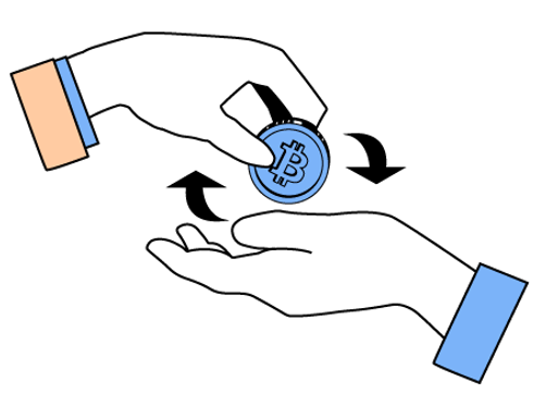 dos manos intercambiando crypto