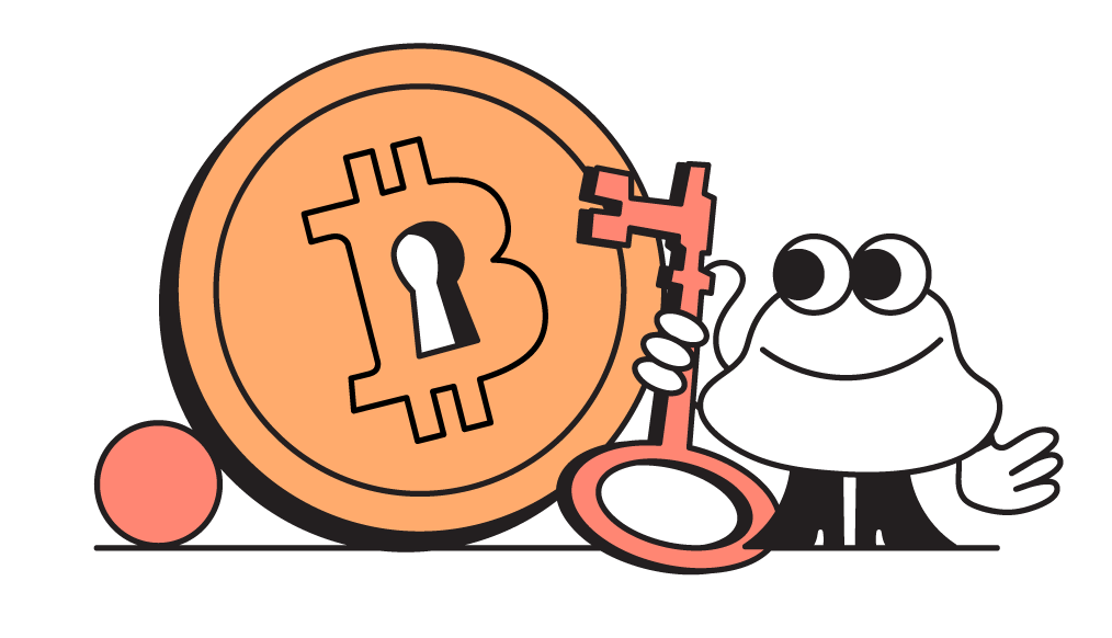 roderich with a key and a bitcoin door