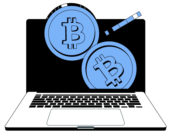 laptop con cripto en la blockchain